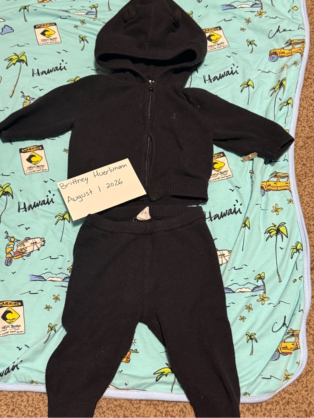 GAP Black Hooded Knit Sweater and Pants Set